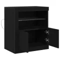 Buffet  avec lumières LED Noir Chêne 60,5x37x67 cm