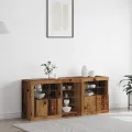 Buffet avec éclairage LED Bois ancien 162x37x67 cm Bois reconstitué