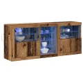 Buffet avec éclairage LED Bois ancien 162x37x67 cm Bois reconstitué
