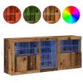 Buffet avec éclairage LED Bois ancien 162x37x67 cm Bois reconstitué
