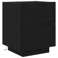 Table de chevet  avec lumières LED Chêne noir 45x40x55 cm