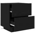 Table de chevet  avec lumières LED Chêne noir 45x40x55 cm