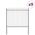 Clôture de jardin  avec sommet en lance gris 15,3x1,5 m en acier