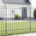 Clôture de jardin  avec pointes en lance Gris 11,9x1,5 m Acier