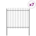 Clôture de jardin  avec pointes en lance Gris 11,9x1,5 m Acier