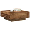 Table basse  en vieux bois 80x80x31 cm en bois d'ingénierie