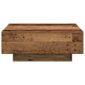 Table basse  en vieux bois 80x80x31 cm en bois d'ingénierie