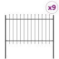 Clôture de jardin  avec pointe de lance grise 15,3 x 1 m en acier