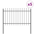 Clôture de jardin  avec sommet en pointe grise 8,5x0,8 m en acier