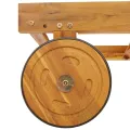 Chaise longue  avec des roulettes et un coussin rouge en bois massif