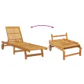 Chaises longues  2 pcs avec roues et coussins en acacia