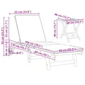 Chaise longue à roulettes  2 pièces avec table et coussin en acacia