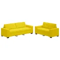 Ensemble de canapé 2 pièces avec coussins en velours jaune