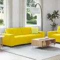 Ensemble de canapé 2 pièces avec coussins en velours jaune