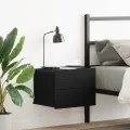 Commode de chevet  Noir en chêne 40x30x30 cm en bois d'ingénierie