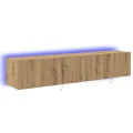 Rangements TV  avec lumières LED 2 pcs Chêne Artisan 80x35x31 cm