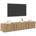 Rangements TV  avec lumières LED 2 pcs Chêne Artisan 80x35x31 cm