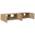 Rangements TV  avec lumières LED 2 pcs Chêne Artisan 80x35x31 cm