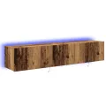 Mobilier TV  avec lumières LED 2 pcs Bois ancien 80x35x31 cm