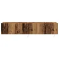 Mobilier TV  avec lumières LED 2 pcs Bois ancien 80x35x31 cm