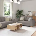 Ensemble de canapés 3 pièces avec coussins en tissu taupe
