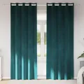 Rideaux Occultants  avec Œillets 2 pcs Velours Vert Foncé