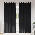Rideaux occultants  avec boucles de suspension 2 pcs en velours noir