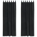 Rideaux occultants  avec boucles de suspension 2 pcs en velours noir