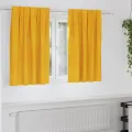 Rideaux occultants  avec bande supérieure 2 pcs en velours jaune moutarde