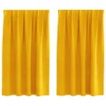 Rideaux occultants  avec bande supérieure 2 pcs en velours jaune moutarde