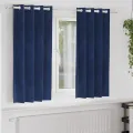 Rideaux occultants  avec œillets 2 pcs Velours bleu foncé