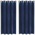 Rideaux occultants  avec œillets 2 pcs Velours bleu foncé
