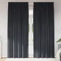 Rideaux occultants  avec bande supérieure 2 pièces en velours gris foncé