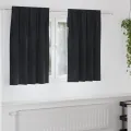 Rideaux occultants  avec bande supérieure 2 pcs en velours noir