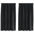 Rideaux occultants  avec bande supérieure 2 pcs en velours noir