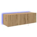 Meuble TV  avec lumières LED Chêne Artisan 100x35x31 cm