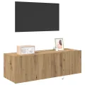 Meuble TV  avec lumières LED Chêne Artisan 100x35x31 cm
