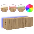 Meuble TV  avec lumières LED Chêne Artisan 100x35x31 cm
