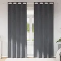 Rideaux occultants  avec œillets 2 pièces en velours gris clair super léger