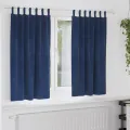 Rideaux opaques  avec boucles suspendues 2 pcs Velours Bleu foncé