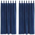 Rideaux opaques  avec boucles suspendues 2 pcs Velours Bleu foncé