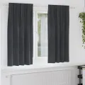 Rideaux occultants  avec bande supérieure 2 pcs Velours Gris clair