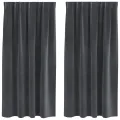 Rideaux occultants  avec bande supérieure 2 pcs Velours Gris clair