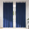 Rideaux occultants  avec boucles de suspension 2 pcs Velours bleu foncé