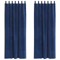 Rideaux occultants  avec boucles de suspension 2 pcs Velours bleu foncé