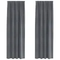 Rideaux occultants  avec bande supérieure 2 pièces en velours gris clair super