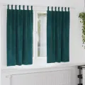 Rideaux occultants  avec boucles de suspension 2 pcs Velours vert foncé