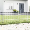 Clôture de jardin  avec sommet pointu blanche 10,2x0,6 m en acier