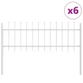 Clôture de jardin  avec sommet pointu blanche 10,2x0,6 m en acier