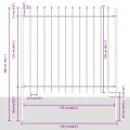 Clôture de jardin  avec une pointe de lance blanche 6,8x1,5 m en acier